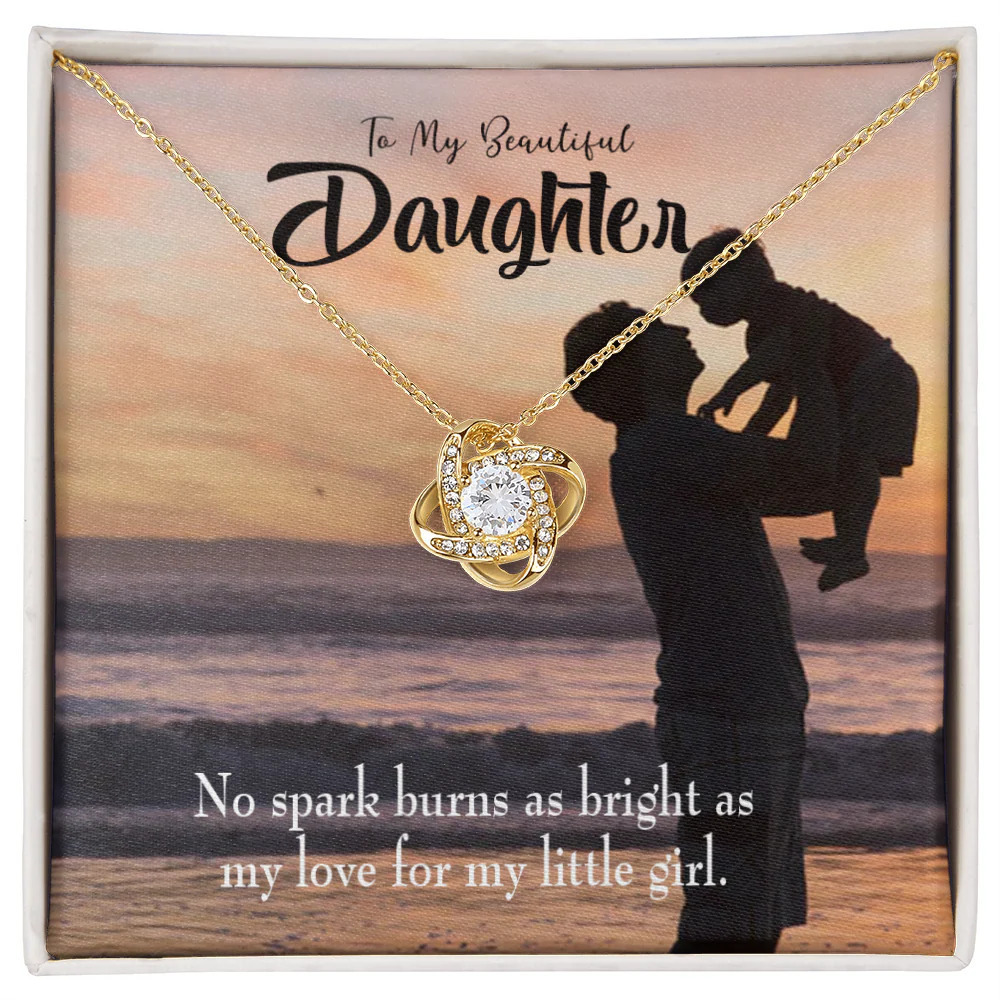 Daughter Dad's Bright Love Infinity Knot CZ Necklace Gold Tone Standard Box
